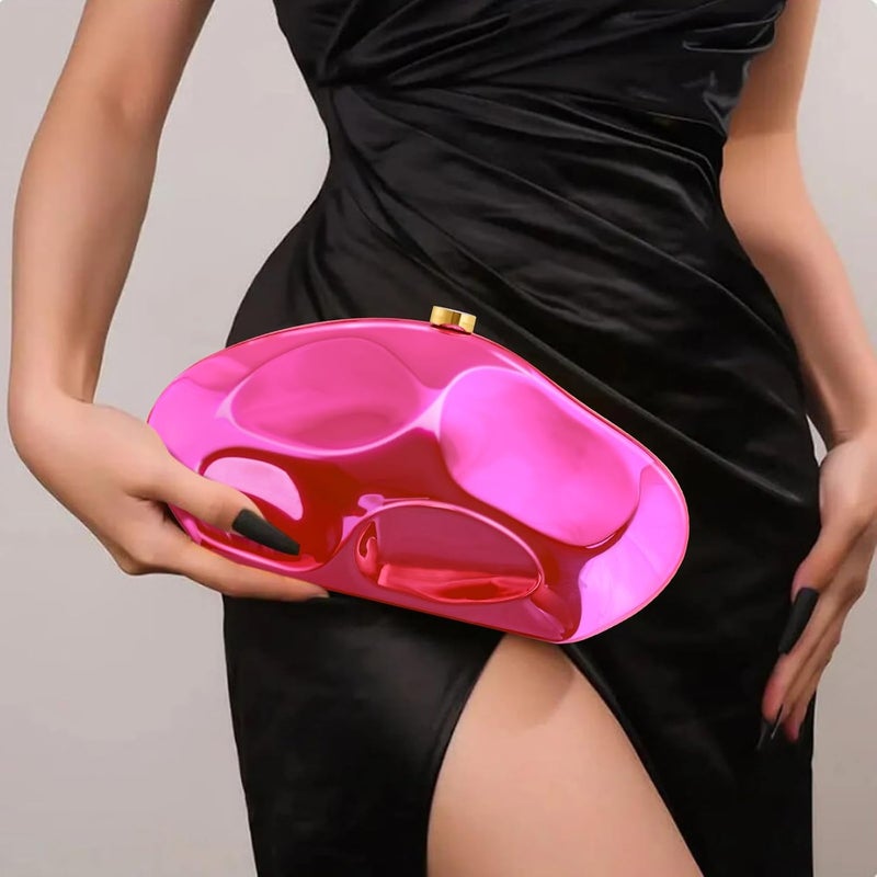 NEWROGENG Acrylic Clutch Purse for Women Evening Bag, Irregular Shell Acrylic Purse Box Clutch with Chain for Party Wedding Prom - Image 4